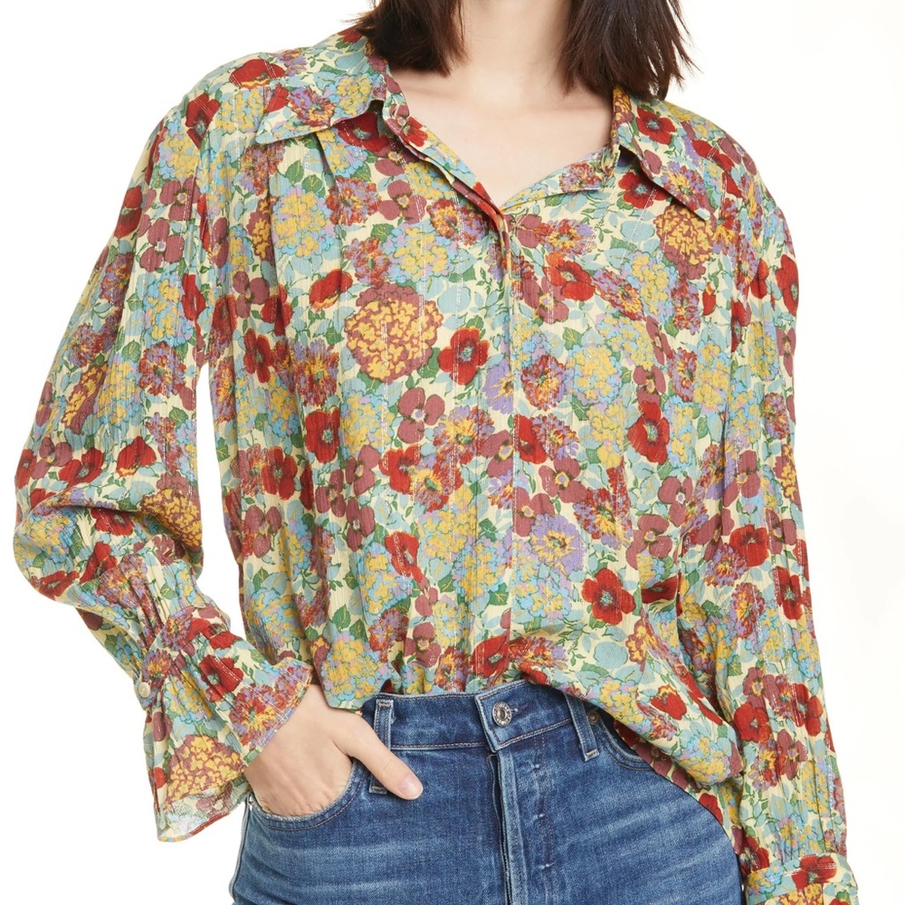 ba&sh phara floral printed blouse